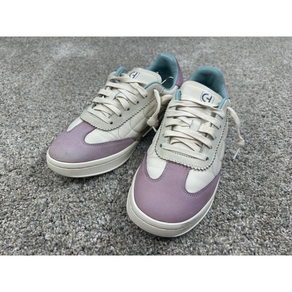 Cole Haan GrandPro Topspin Leather Sneakers Cream Lavender Blue W02500 size 7B
